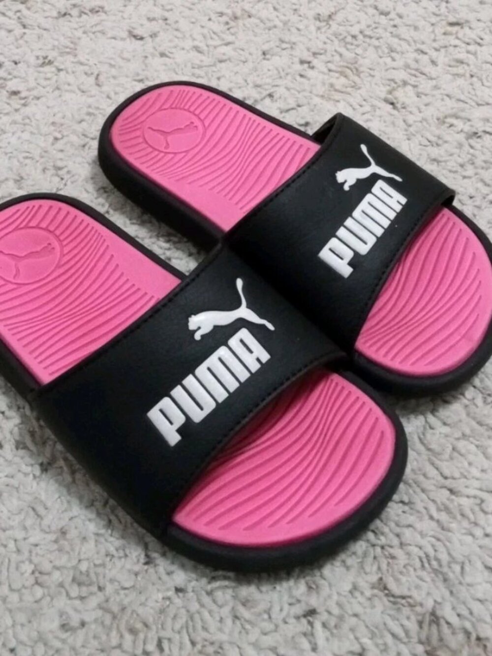Puma Cool Cat 2.0 Slides Kid's Size 13 Pink Black Padded Strap Comfort Sandals